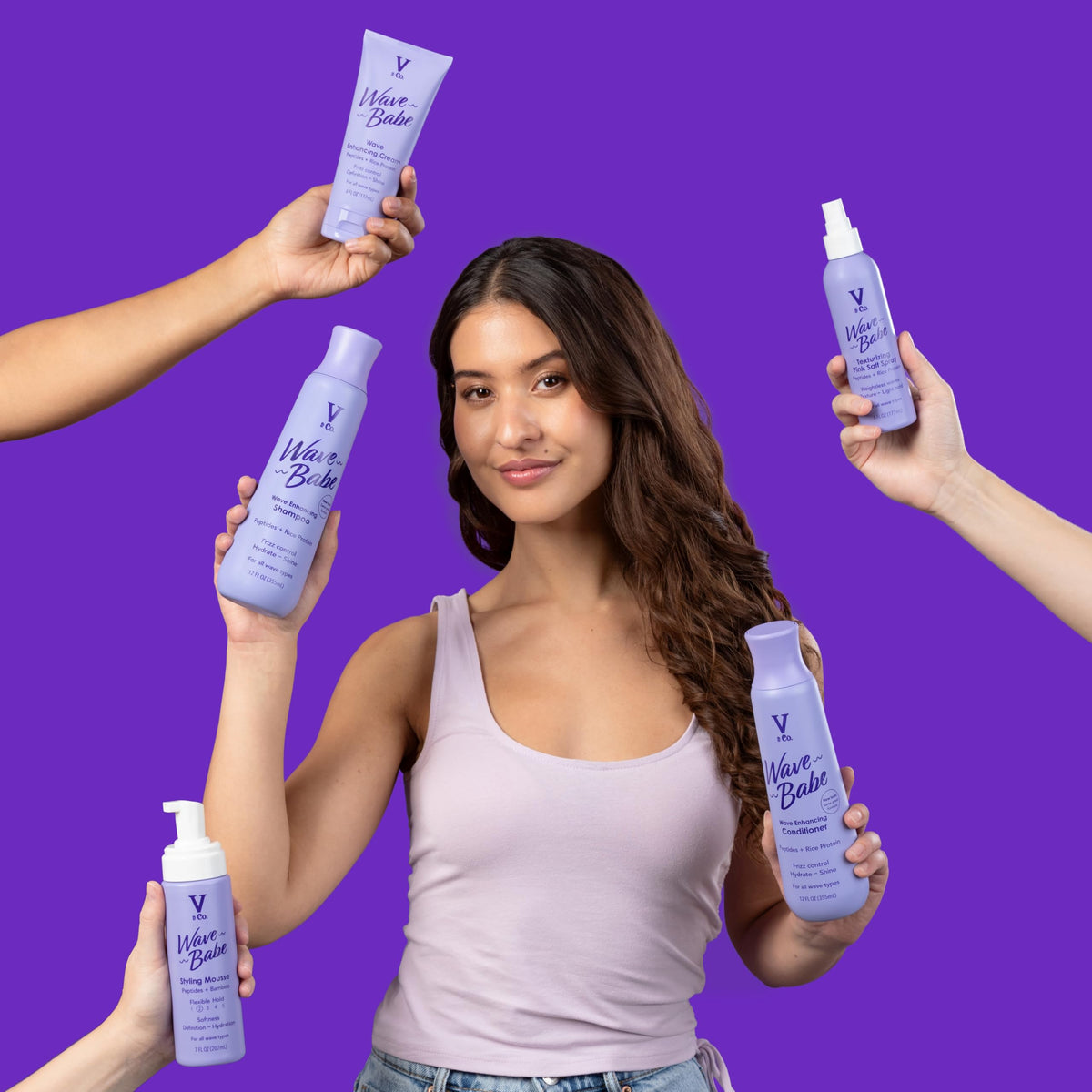 V&CO Wave Babe Shampoo with textured hair