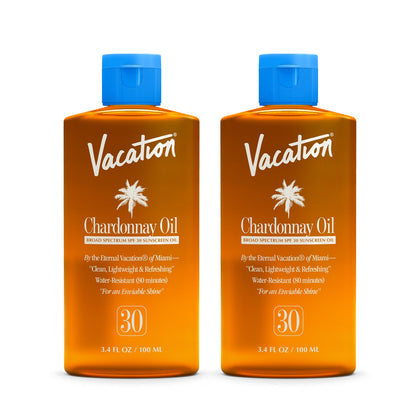 VACATION Chardonnay Oil SPF 30 Sunscreen Oil bottles front view