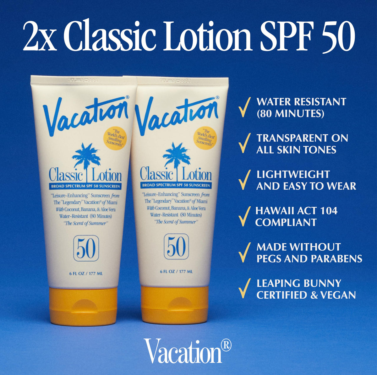 VACATION Classic SPF 50 Sunscreen in outdoor setting
