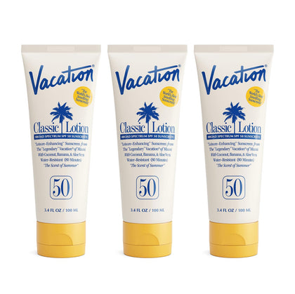 VACATION Classic SPF 50 Sunscreen Lotion front view, 3.4oz