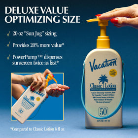 VACATION Classic SPF 50 Sunscreen Lotion showing Honorary Employee Bracelet