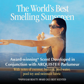 VACATION Classic SPF 50 Sunscreen Spray bottle with ingredients listed
