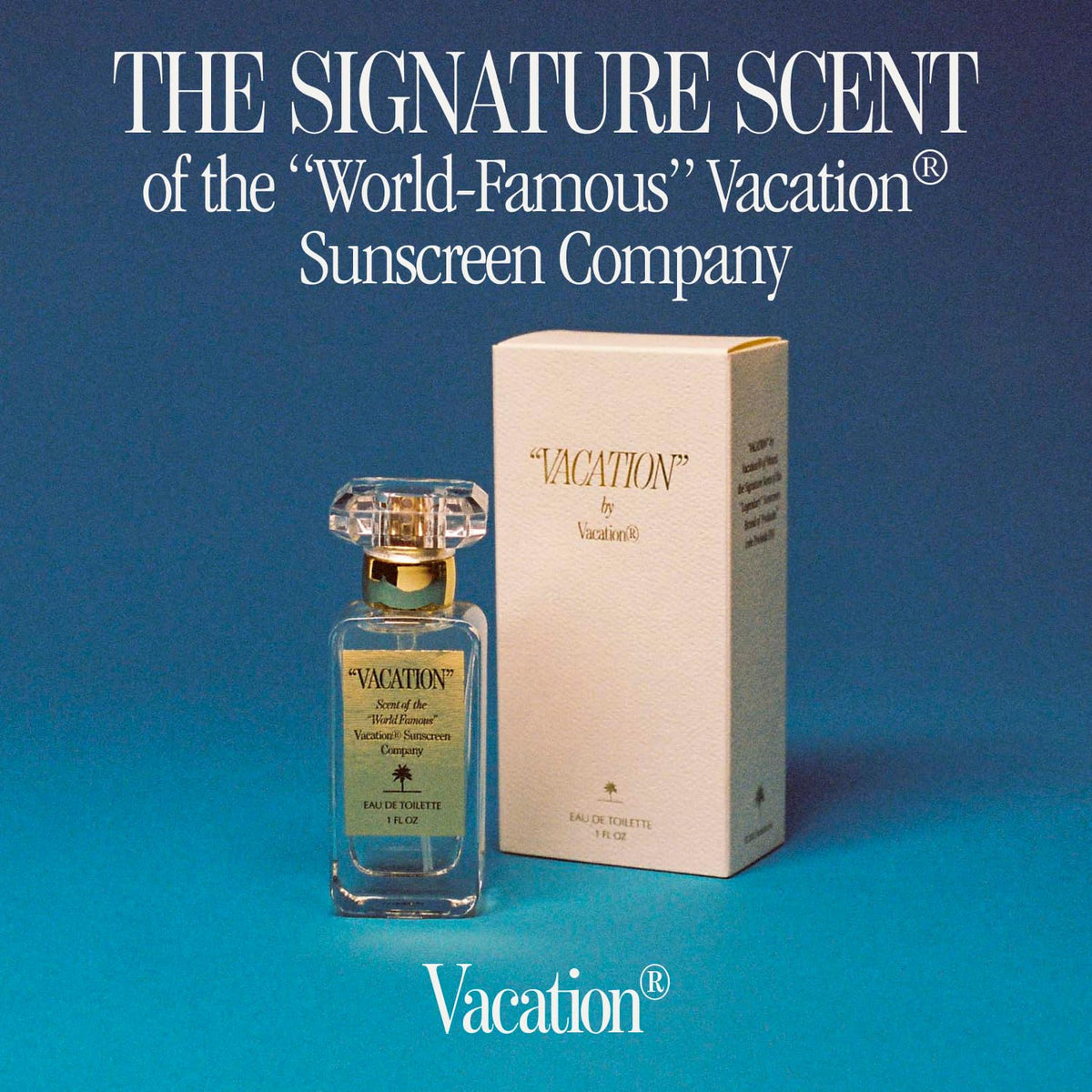 VACATION Eau de Toilette packaging with tropical design