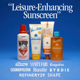VACATION Orange Gelée SPF 30 sunscreen with ingredients display