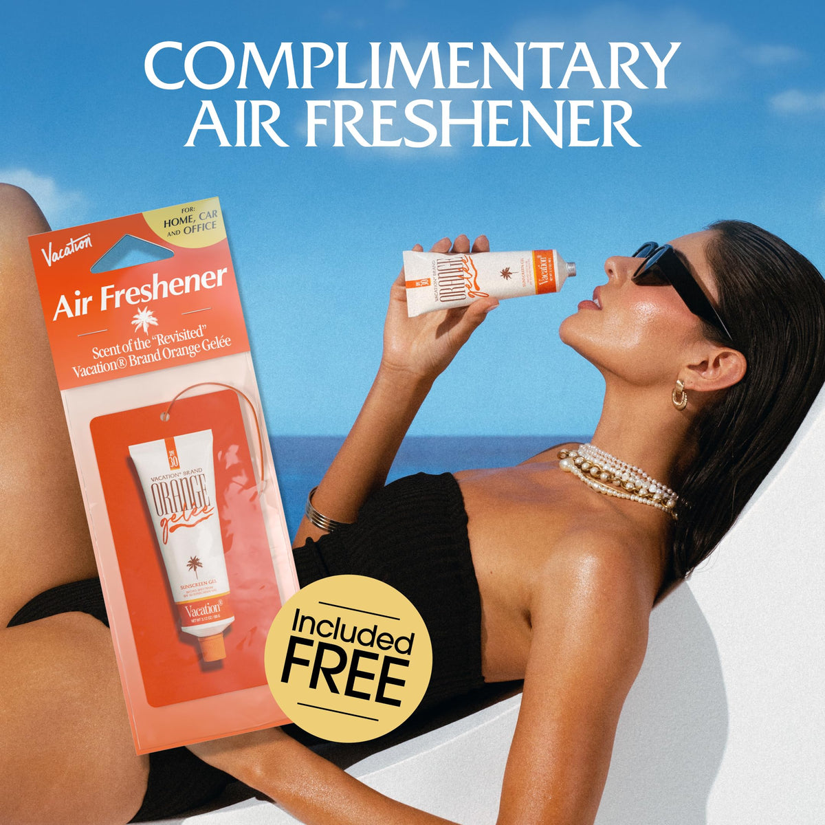VACATION sunscreen gel application on skin