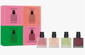 Valentino Mini Donna Born in Roma Fragrance Discovery Set front view with four 6 mL bottles