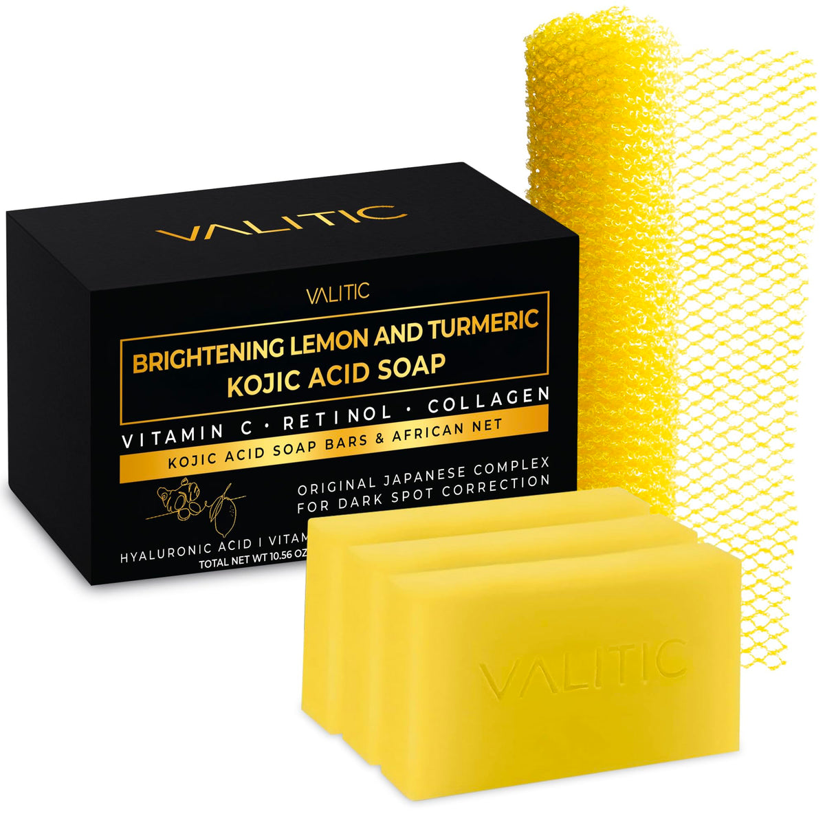 VALITIC Brightening Lemon & Turmeric Kojic Acid Soap front view
