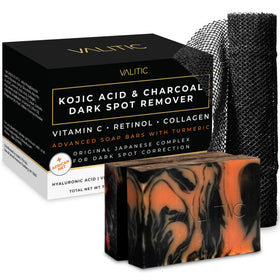 VALITIC Charcoal Kojic Acid Turmeric Black Soap Bar front view