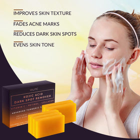 VALITIC Kojic Acid Soap Bars displayed on a bathroom counter