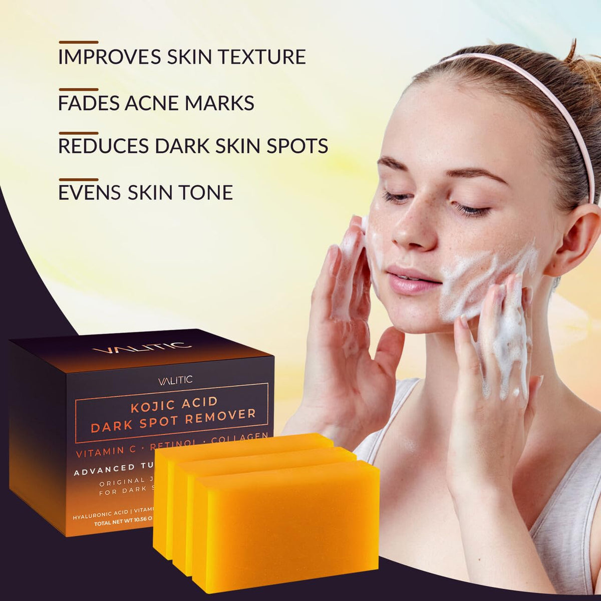 VALITIC Kojic Acid Soap Bars stacked