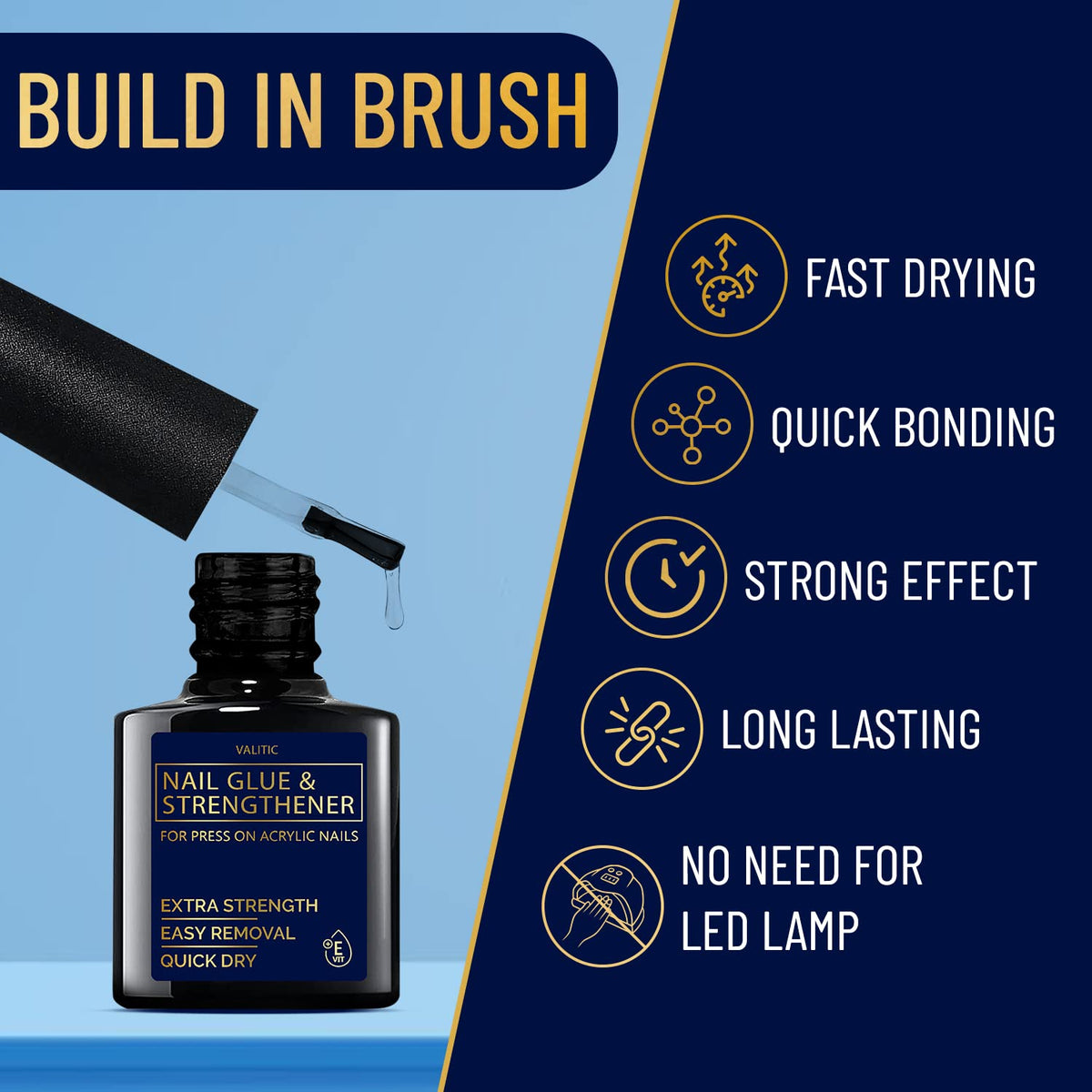 VALITIC Strong Nail Glue brush applicator close-up