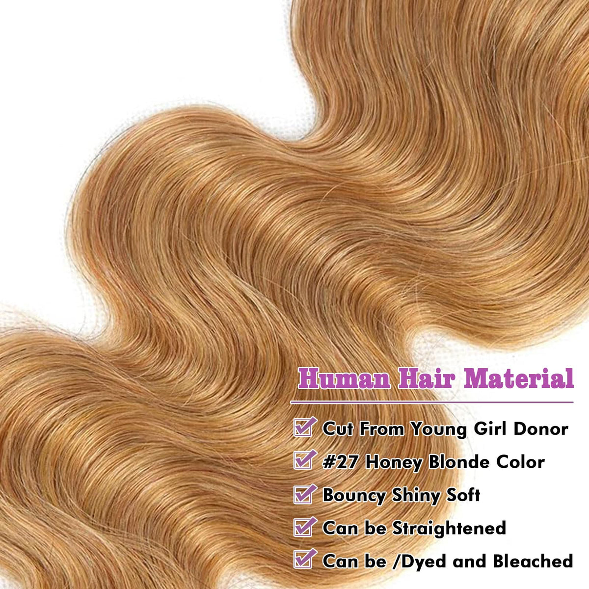Vallbest Honey Blonde Body Wave Hair Extensions styled