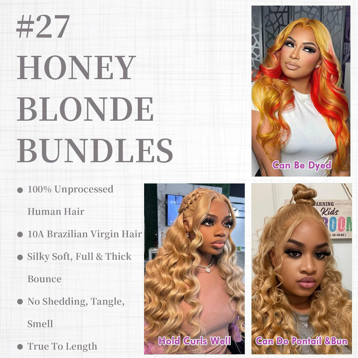 Vallbest Honey Blonde Body Wave Hair Extensions styled in a wavy look