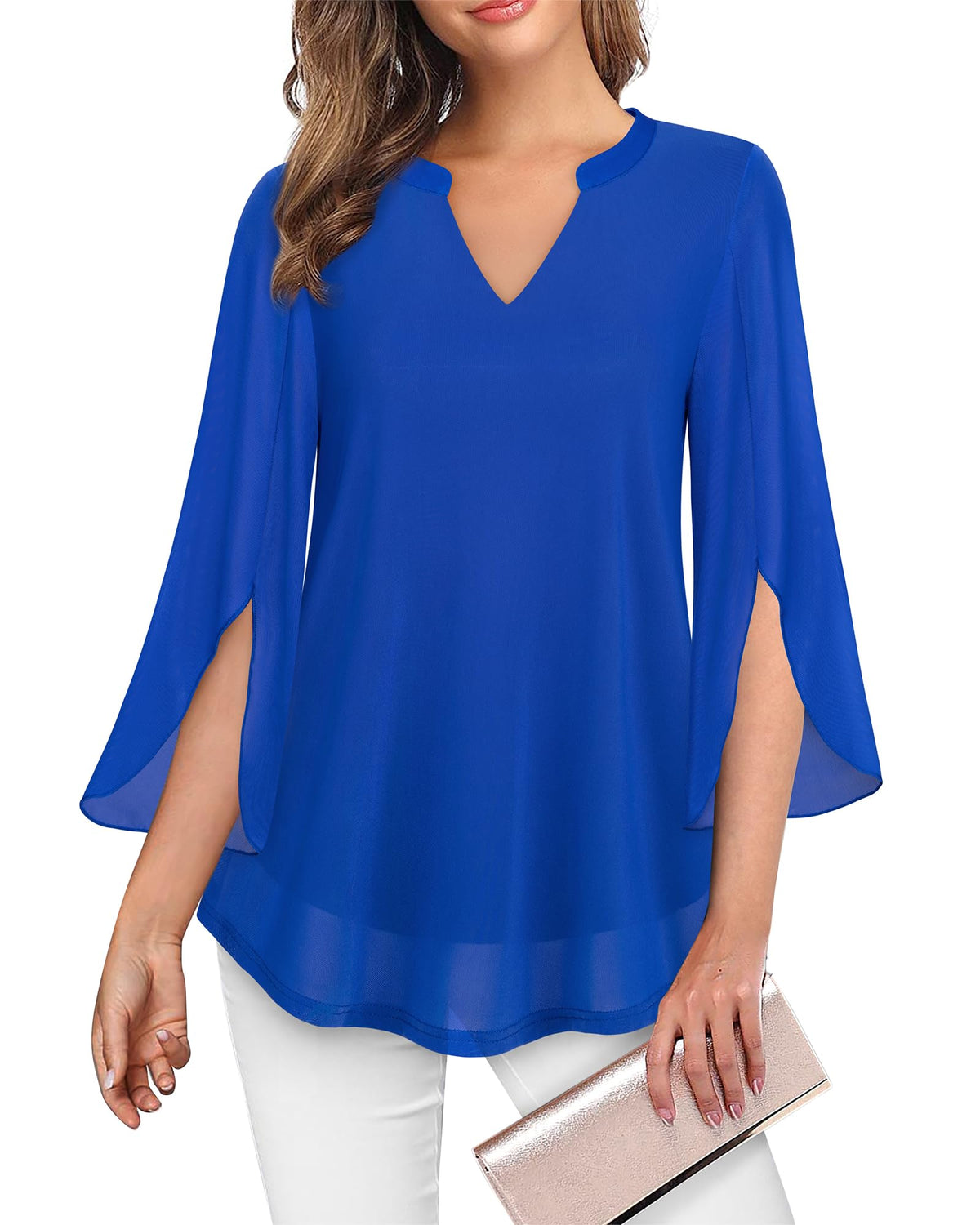VALOLIA Floral Tunic Blouse side view highlighting floral print