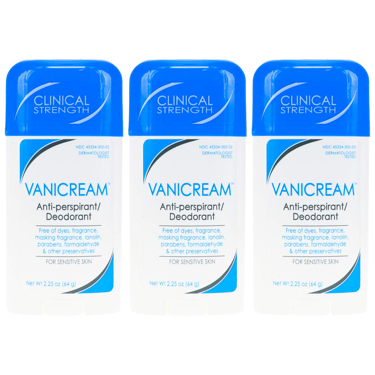 Vanicream Anti-Perspirant Deodorant 3-Pack front view
