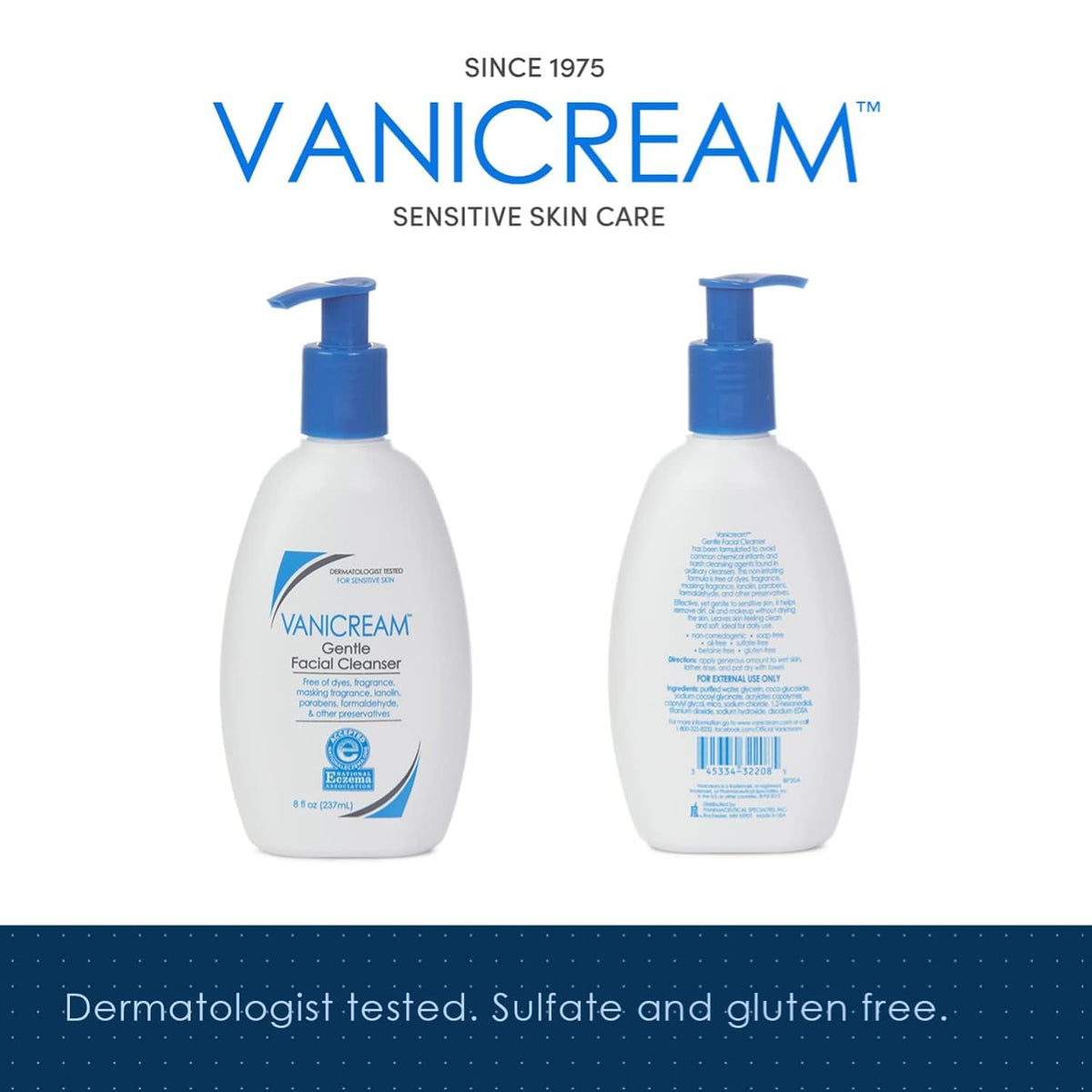 Vanicream Gentle Facial Cleanser 8 Fl Oz back view