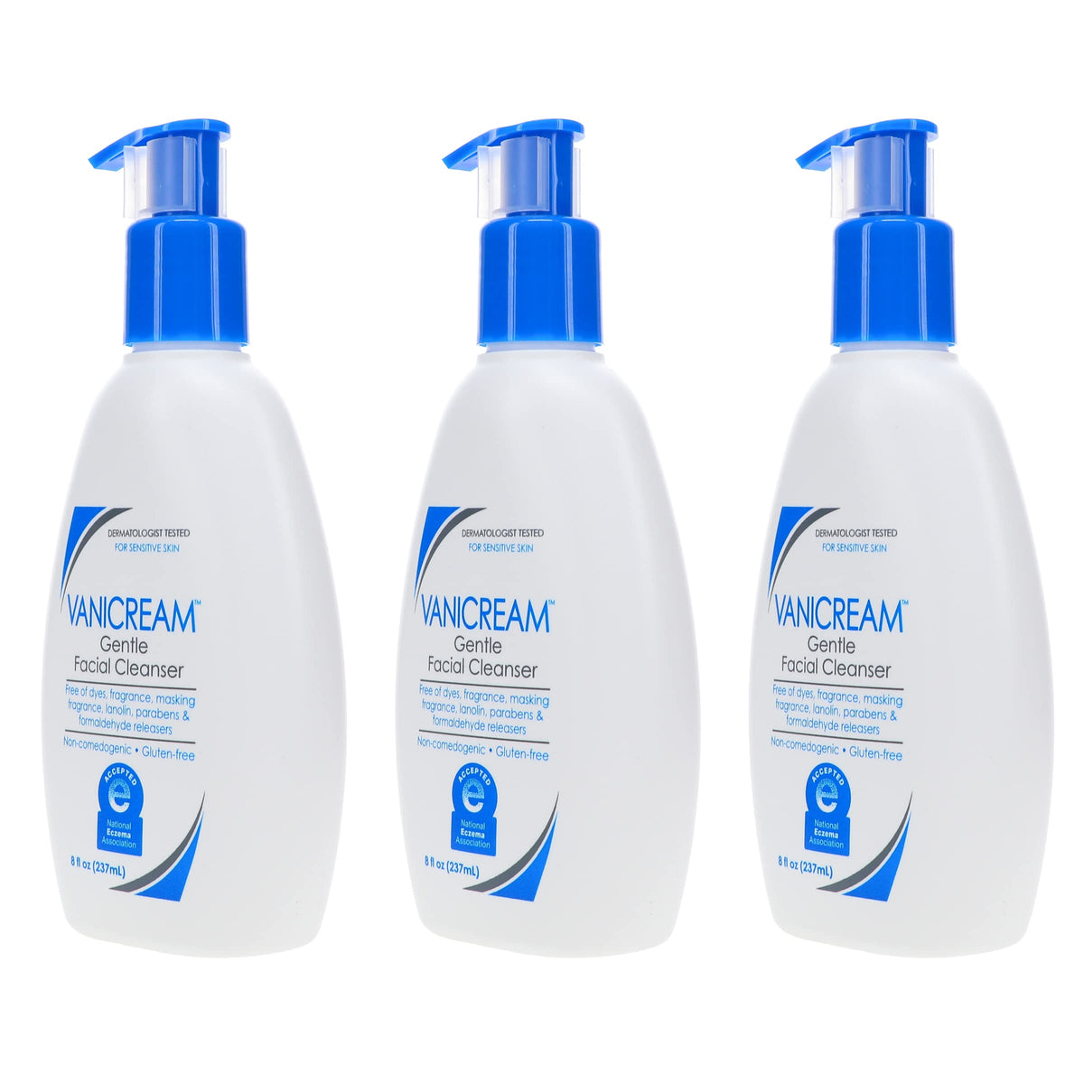 Vanicream Gentle Facial Cleanser back view with ingredients