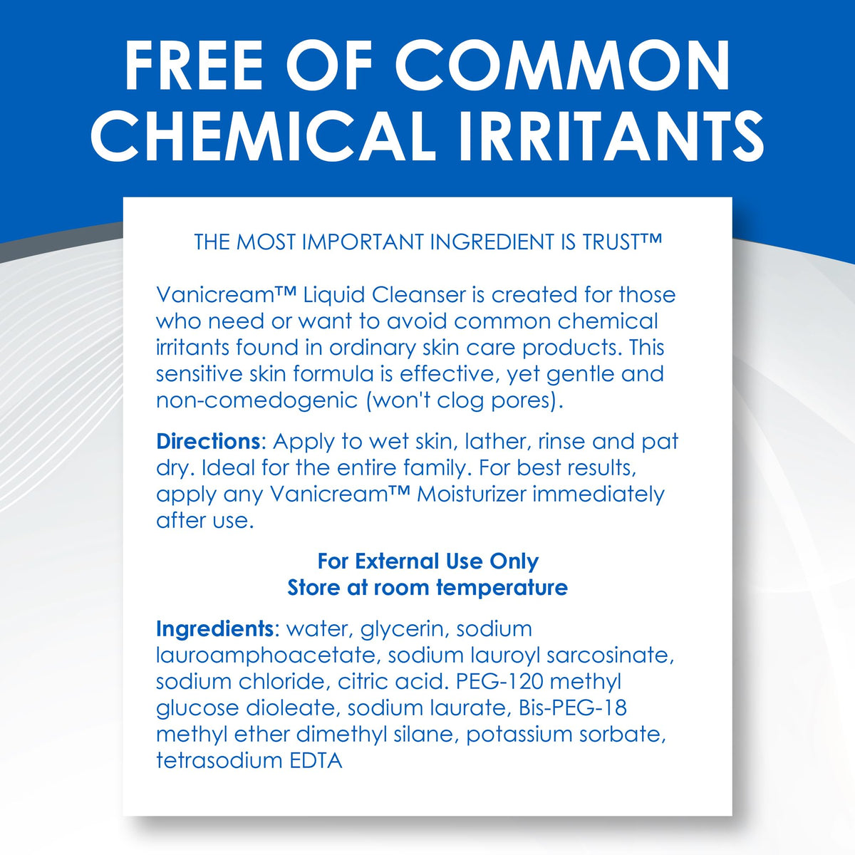 Vanicream Liquid Cleanser 32 Fl Oz packaging detail