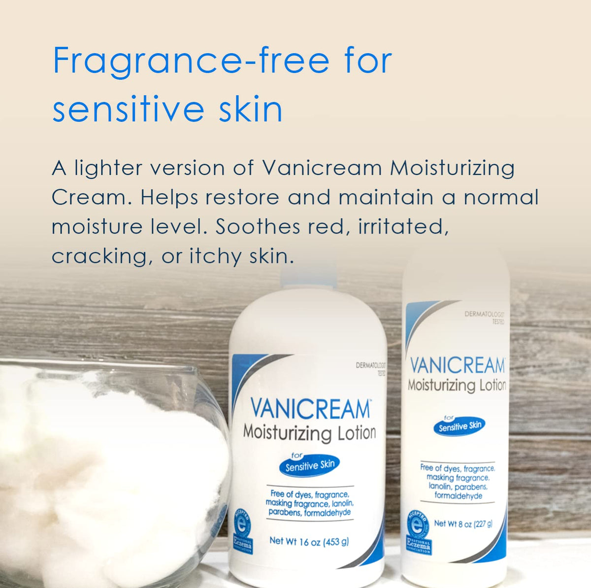 Vanicream Moisturizing Lotion 16 Fl Oz lifestyle scene on bathroom shelf