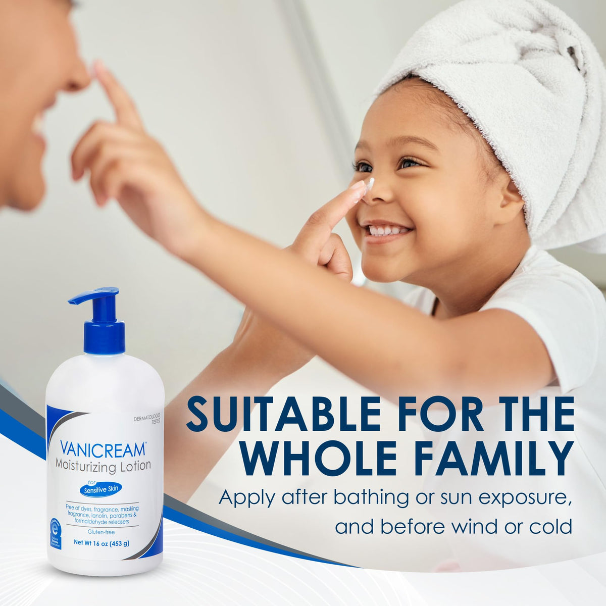 Vanicream Moisturizing Lotion 16 Oz on a bathroom counter