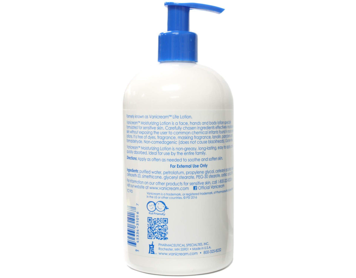 Vanicream Moisturizing Lotion Pump packaging details