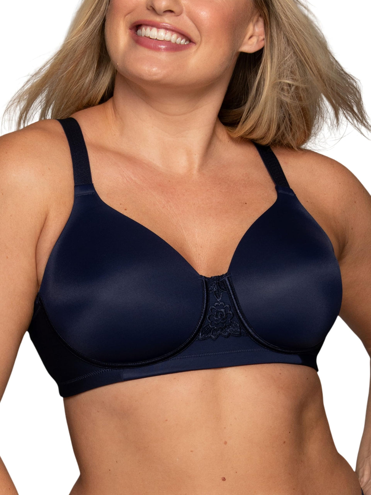 Vanity Fair Women's Full Figure Beauty Back Smoothing Bra front view in Navy