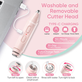 vankoo glow 2 in 1 Facial Hair Remover & Eyebrow Trimmer in a travel pouch