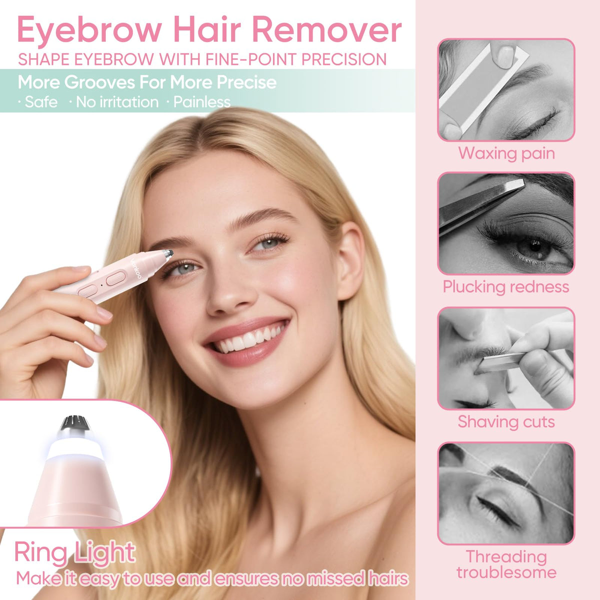 vankoo glow 2 in 1 Facial Hair Remover & Eyebrow Trimmer side view