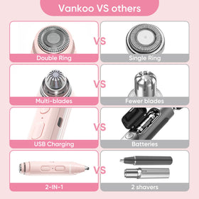 vankoo glow 2 in 1 Facial Hair Remover & Eyebrow Trimmer with USB charging cable