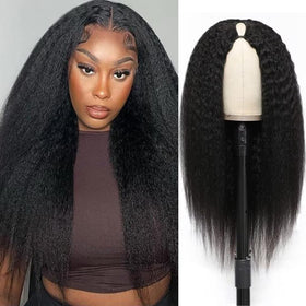 Vanmast V Part Wig Human Hair Kinky Straight 20 Inch front view