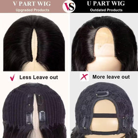 Vanmast V Part Wig Human Hair Kinky Straight 20 Inch packaging