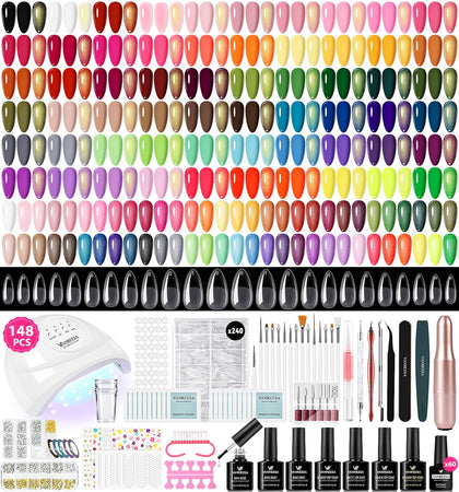 VANREESA 148Pcs Gel Nail Polish Kit with UV light and tools