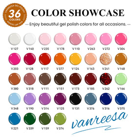 VANREESA 36 colours of gel nail polish bottles