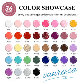 VANREESA 36 colours of gel nail polish bottles