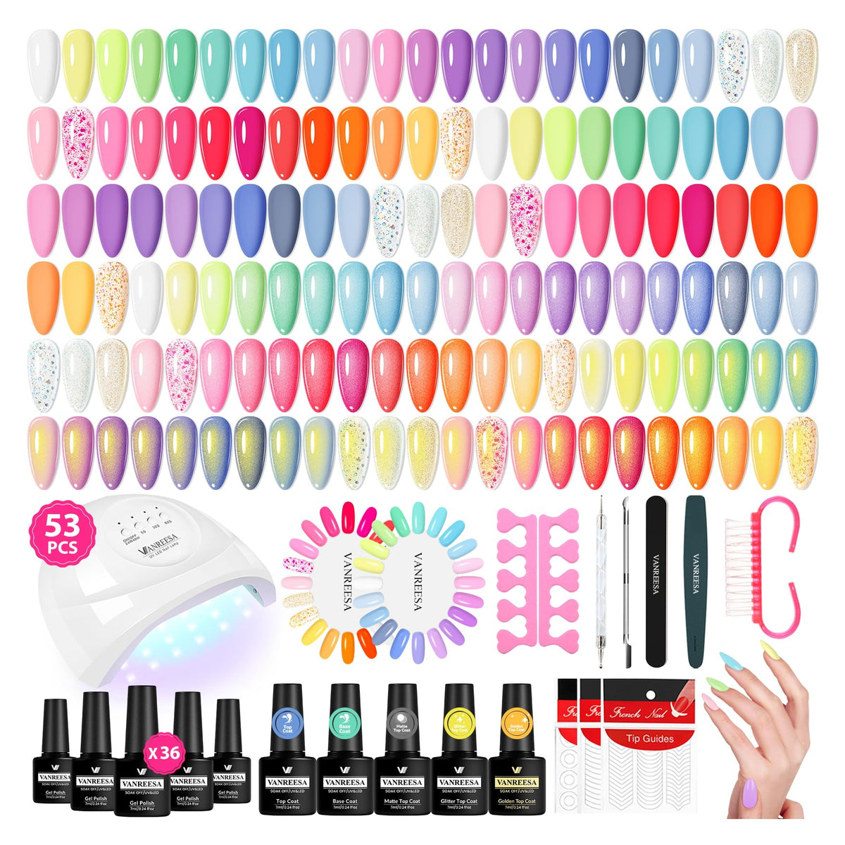 VANREESA Gel Nail Polish Kit with UV Light complete set front view
