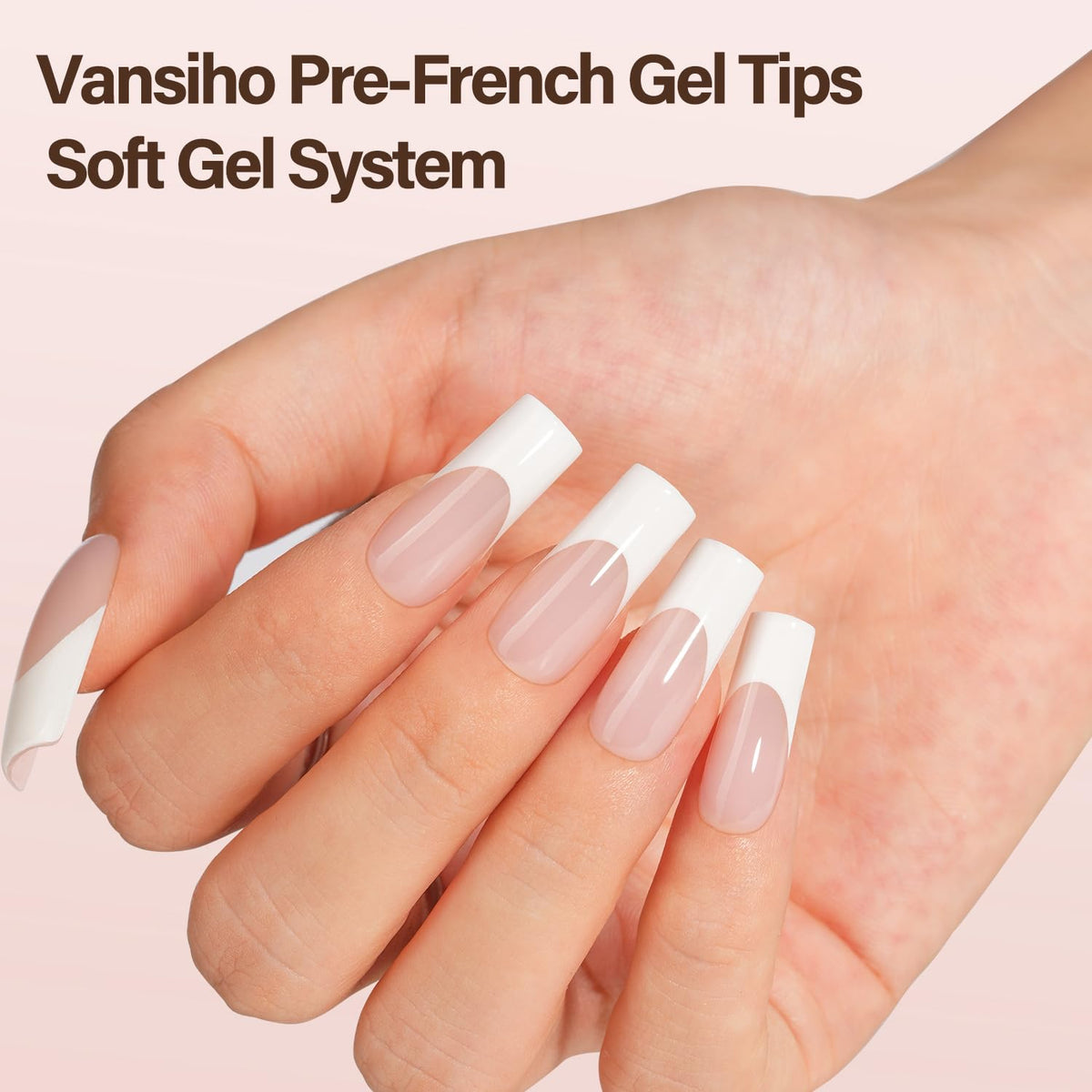Vansiho French Gel Fake Nails packaging with 150 pieces