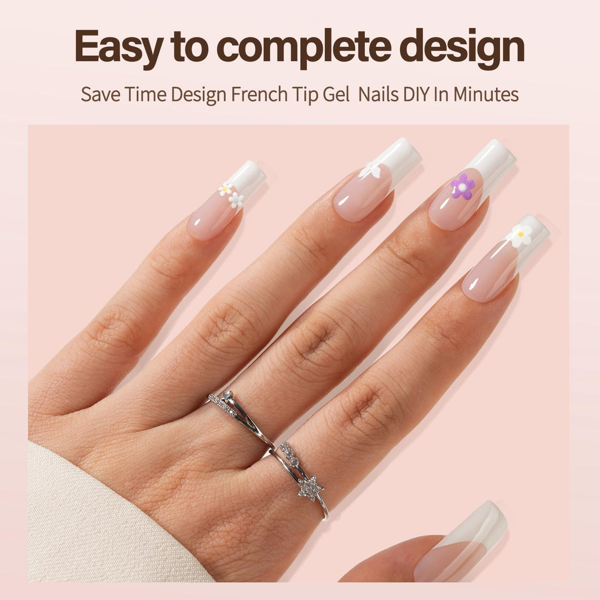 Vansiho French Gel Fake Nails showing various sizes