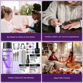VANSISOS Acrylic Nail Kit in use on nails