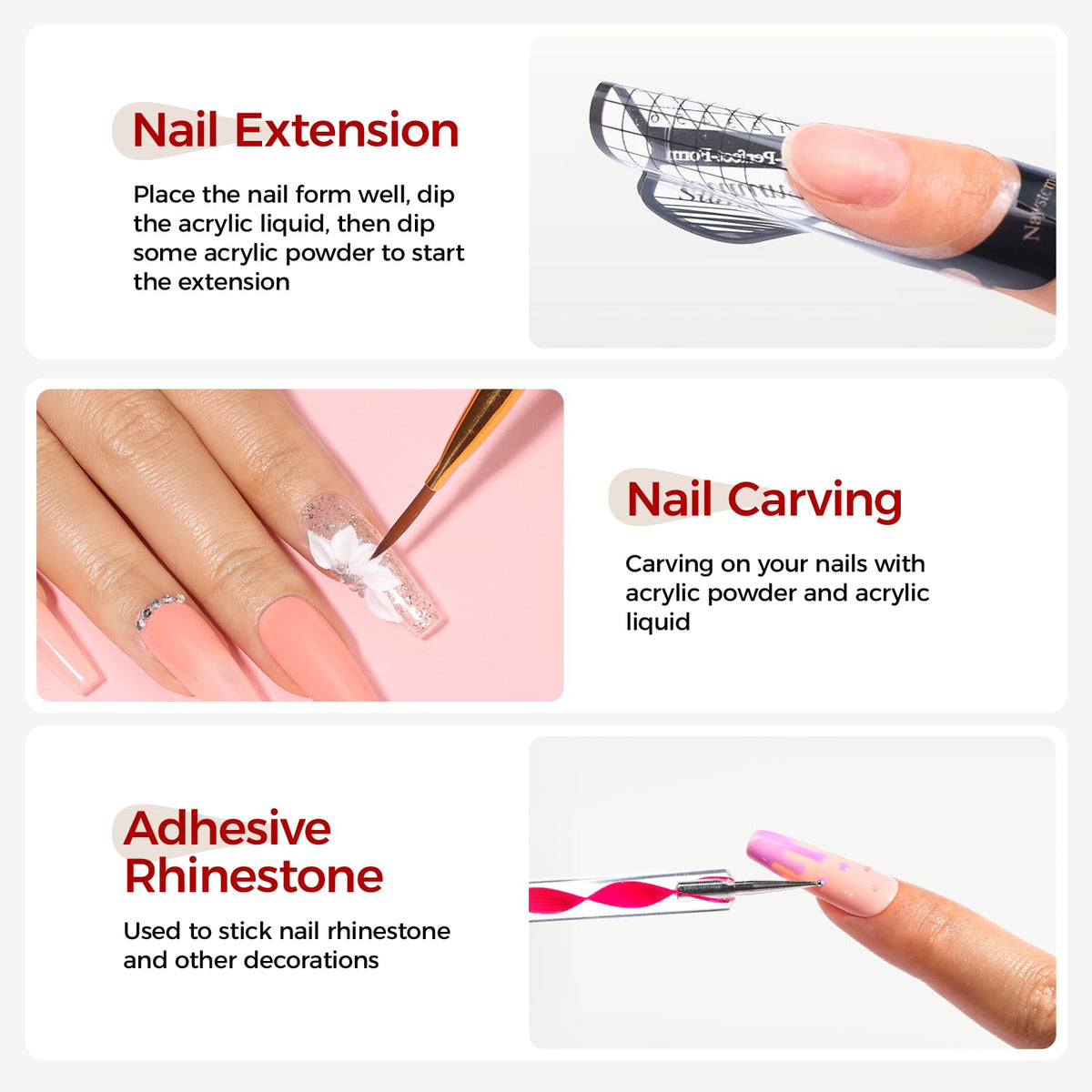 VANSISOS acrylic nail kit packaging with all contents