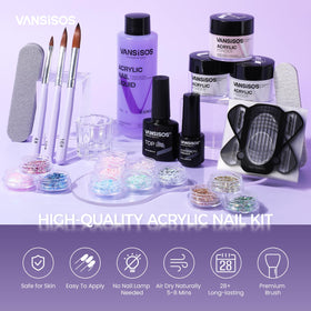VANSISOS Acrylic Nail Kit showing 3 pots of acrylic powder