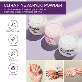 VANSISOS Acrylic Nail Kit with glitter powder and nail forms