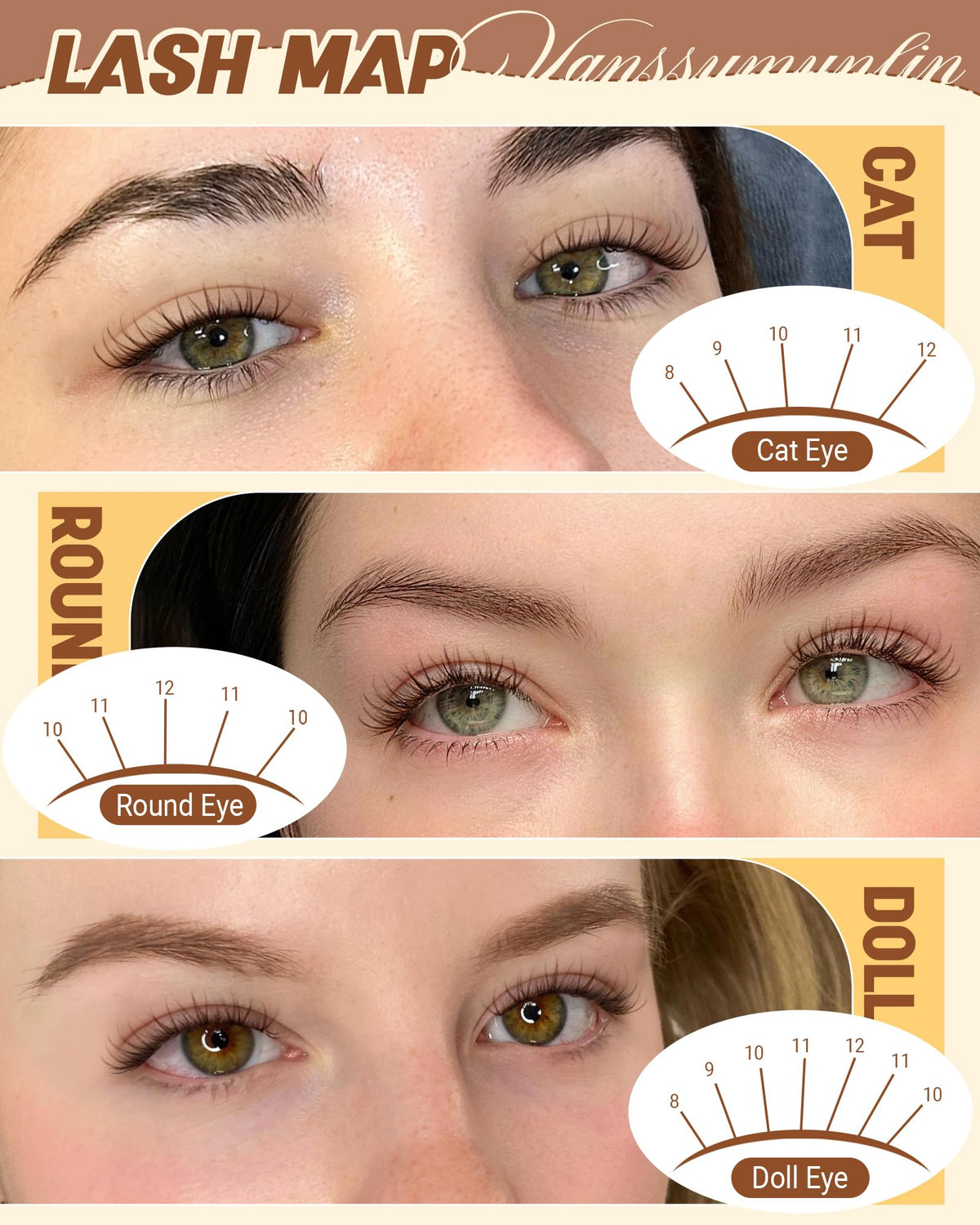 Vanssymunlin Light Brown Spider Lash Clusters in use