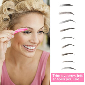 Variety of HFATMOS Eyebrow Razors in pink, blue, and yellow
