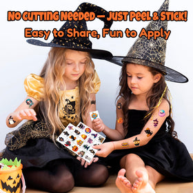 Variety of JCFIRE Halloween temporary tattoos including bats and witches