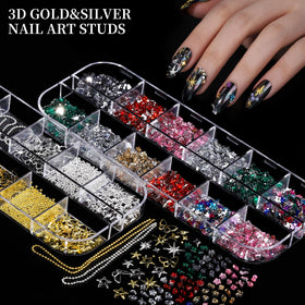 Variety of nail art charms and gems in Fandamei kit
