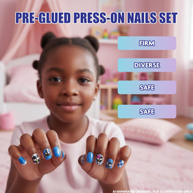 Variety of press-on nails in different sizes and styles