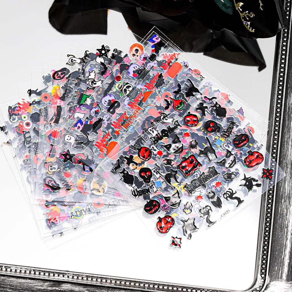 Variety of SPLOCUDU Halloween nail stickers displayed