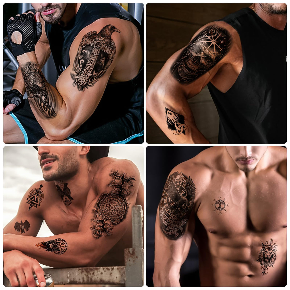 Variety of Viking temporary tattoos in a package