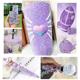 Various craft items decorated with qiipii 24 Colour Jelly Resin Rhinestones