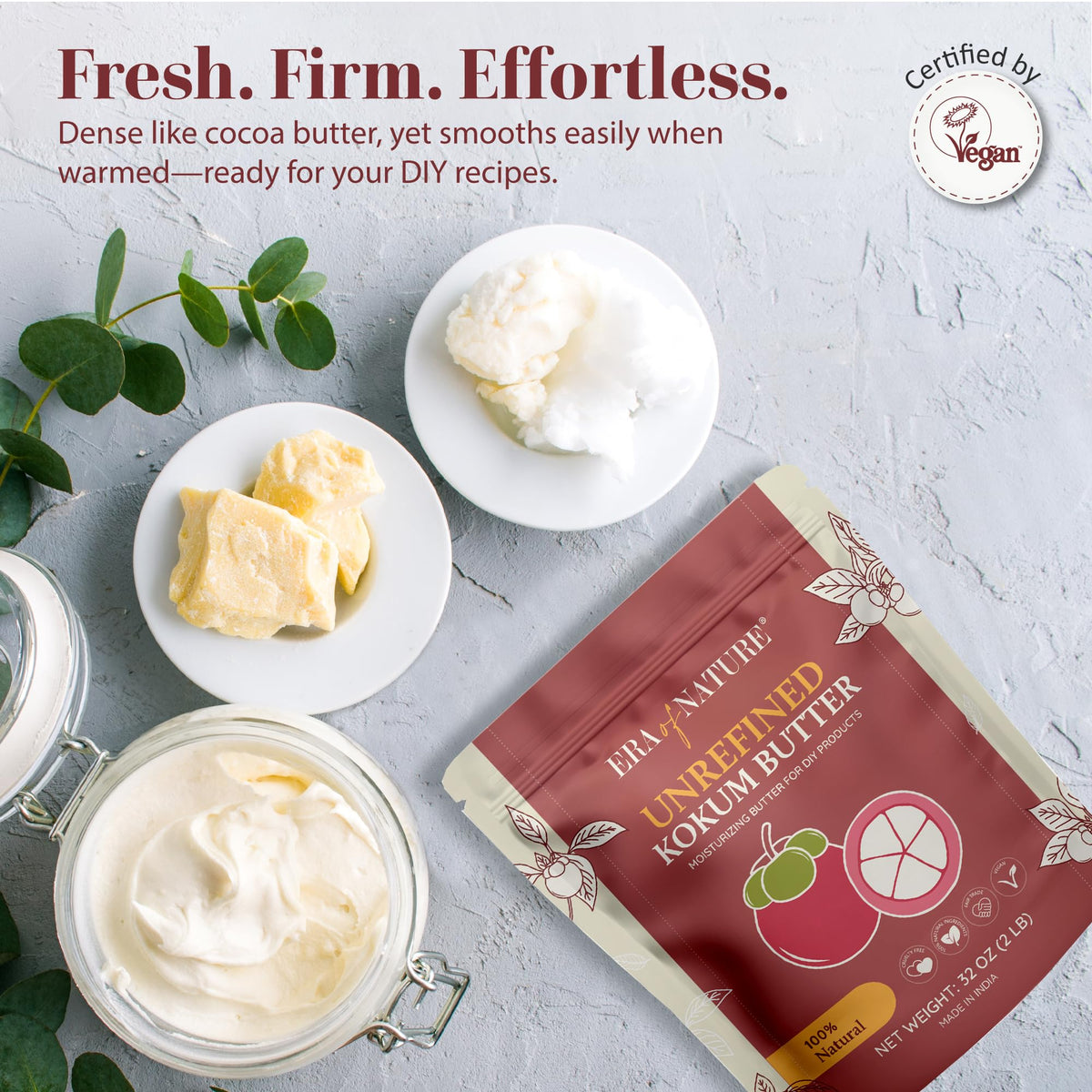 Various DIY skincare products made with kokum butter